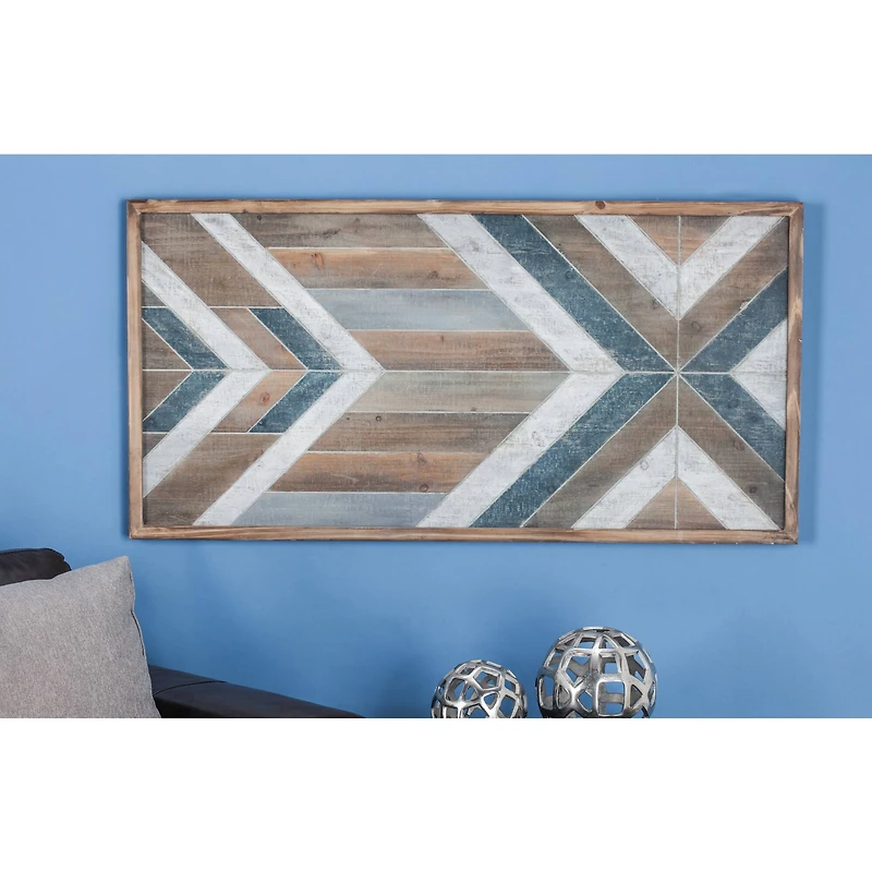 Grey Farmhouse Abstract Wood Wall Decor, 23" x 46"