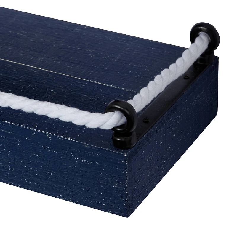 Set of 3 Blue Wood Contemporary Wall Shelves 32", 25", 17"