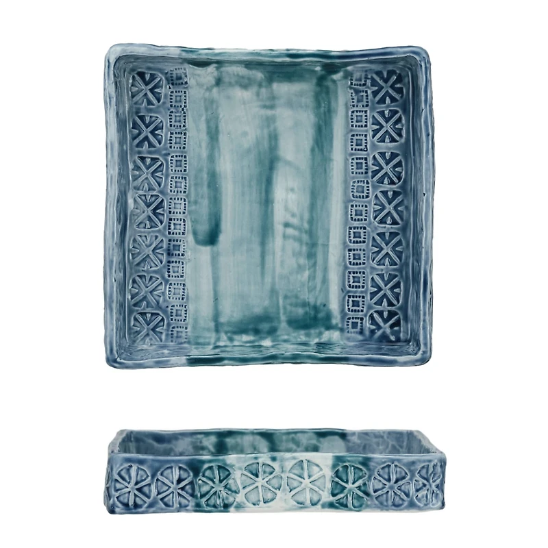 Hello Honey® 7.5" Blue Coastal Stoneware Napkin Holder