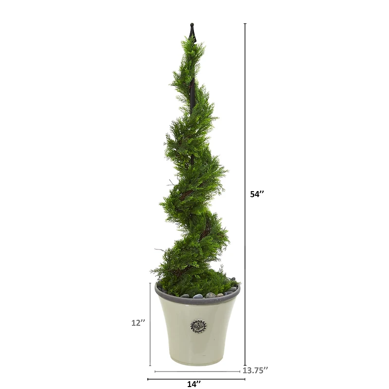 4.5ft. Cypress Spiral Topiary Tree in Decorative Planter