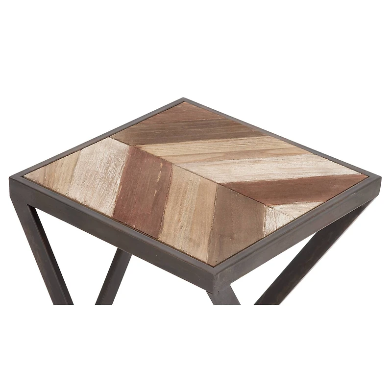 Brown Wood Modern Accent Table Set