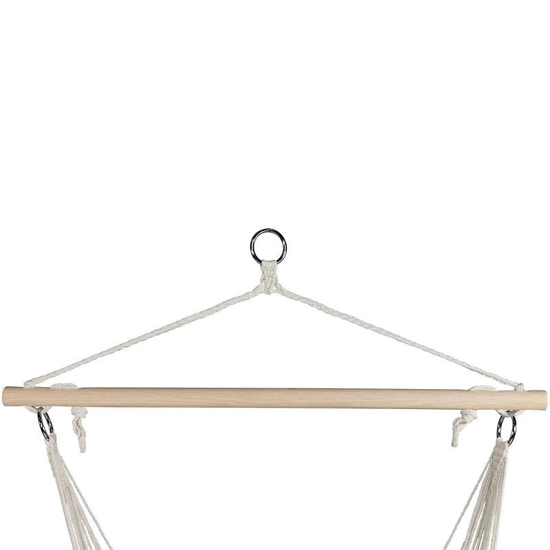 37.25" x 33" Cream Hammock Chair with Wooden Bar