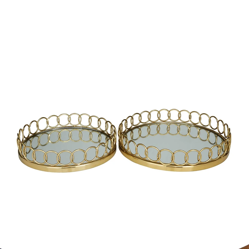 Gold Contemporary Tray, Set of 2" 16", 14"