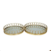 Gold Contemporary Tray, Set of 2" 16", 14"