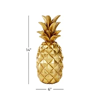 14" Gold Polystone Traditional Decorative Pineapple