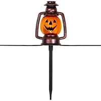 16.75" Orange Flickering Halloween Jack O' Lantern Pathway Markers, 3ct.
