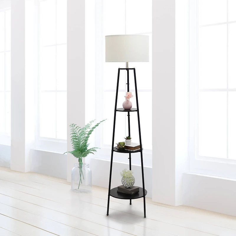 Simple Designs 62.5" Tripod 3 Tier Floor Lamp