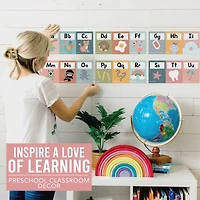 Hadley Designs 6" x 14" Boho Muted Number Line & Alphabet Letters for Classroom Wall Set