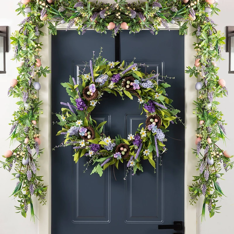 Glitzhome® 72" Easter Egg & Lavender Garland