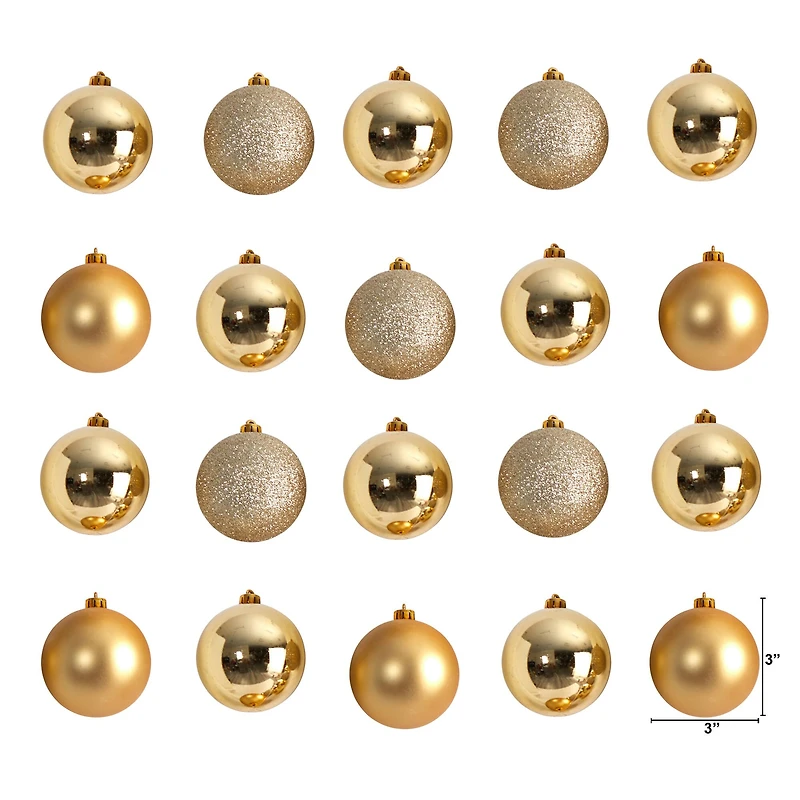 20ct. 3" Gold Shatterproof Christmas Ornaments