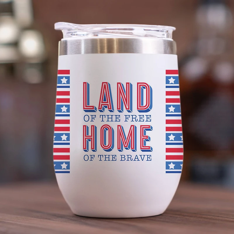 Land Of The Free Wine Tumbler