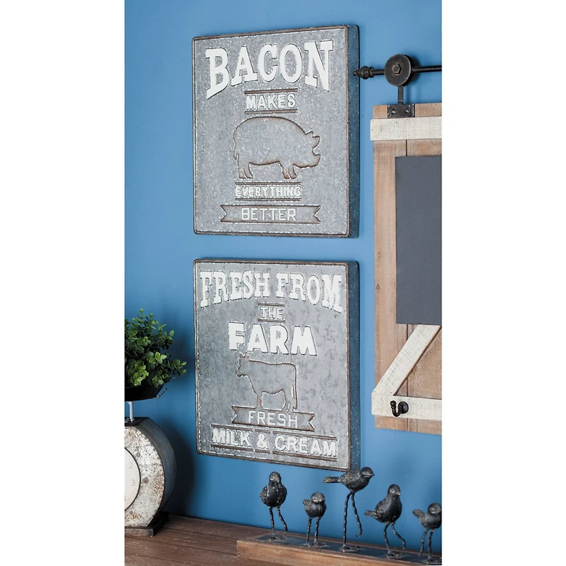 Gray Metal Farmhouse Sign Wall Décor Set