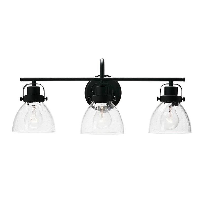 Hello Honey® Robert Stevenson Lighting Avalon Matte Black Metal & Glass 3-Light Vanity Light