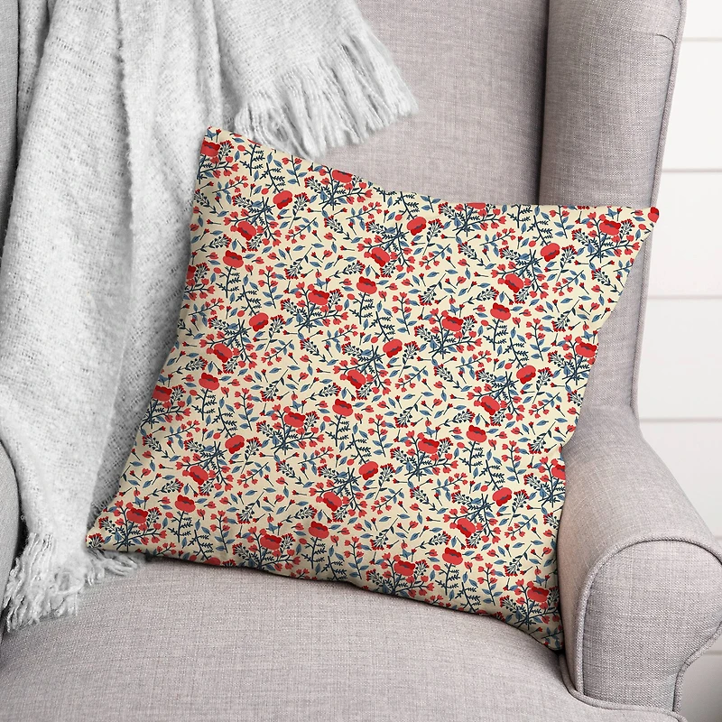 Patriotic Florals Throw Pillow