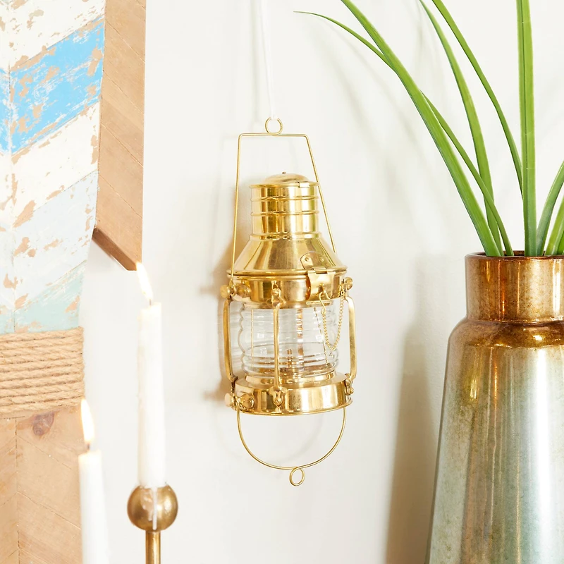 9" Gold Brass Candle Lantern