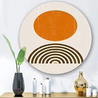 Designart - Abstract Minimal Orange Sun and Rainbow I