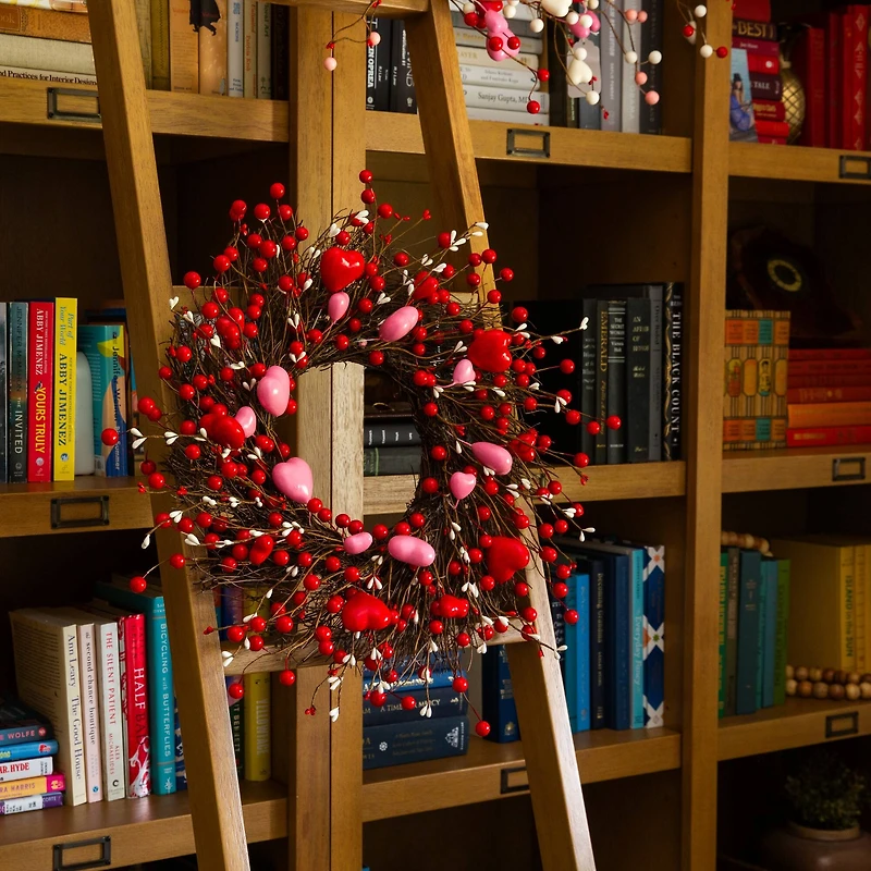 18in. Artificial Valentine's Day Heart & Berry Twig Wreath