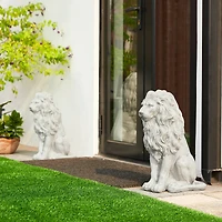 Glitzhome® 20.75" MGO White Guardian Lion Sitting Statue