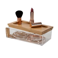 Simplify Bamboo Lid Square Clear Organizer