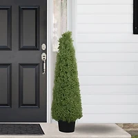 4ft. Unlit Artificial Boxwood Cone Topiary Tree with Round Pot