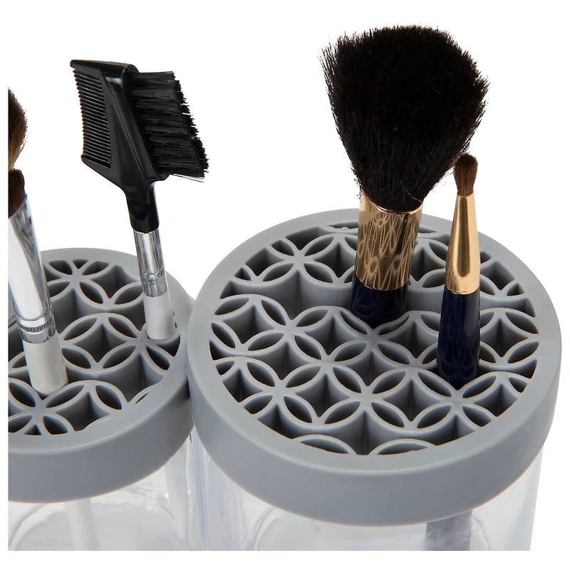 Simplify Gray 2 Compartment Cosmetic Brush Holder