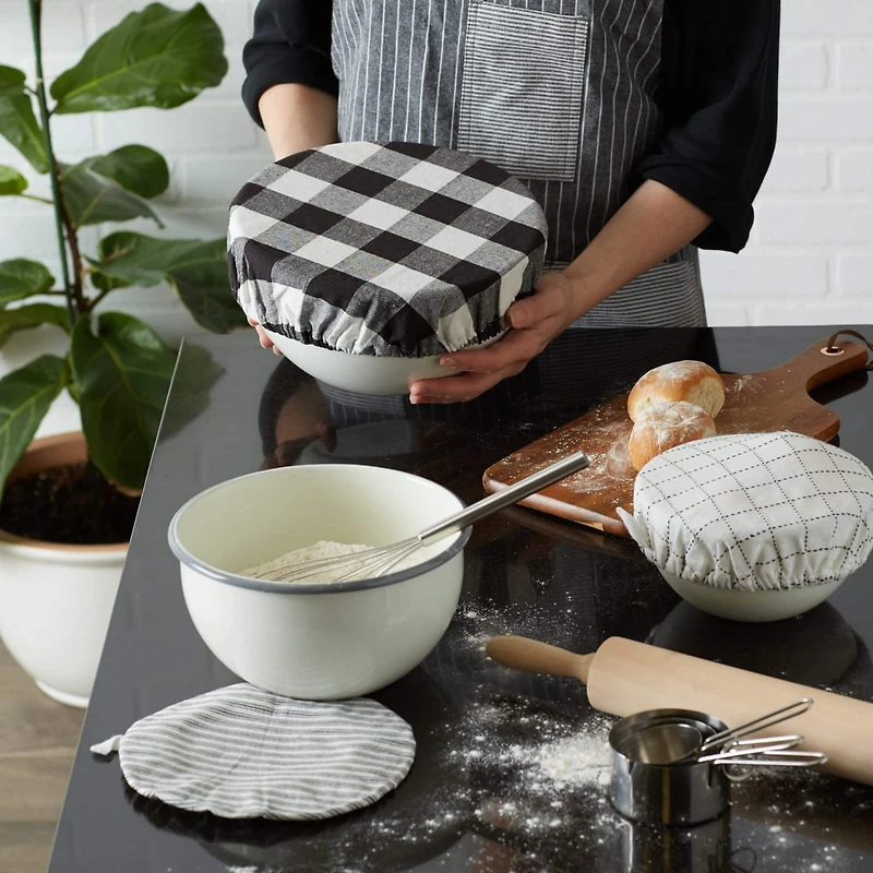 DII® Assorted Black Farmhouse Woven Dish Cover Set