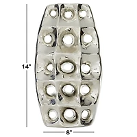 Silver Ceramic Modern Vase, 14" x 8" x 4"