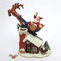 Design Toscano 9.5" Santa's Christmas Sleigh Ride Die-Cast Iron Mechanical Coin Bank