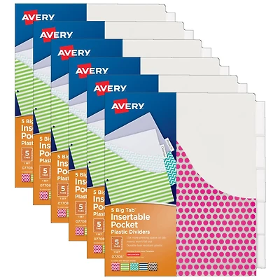 Avery® Big Tab™ Insertable Plastic Dividers with Pockets, 6 Packs of 5