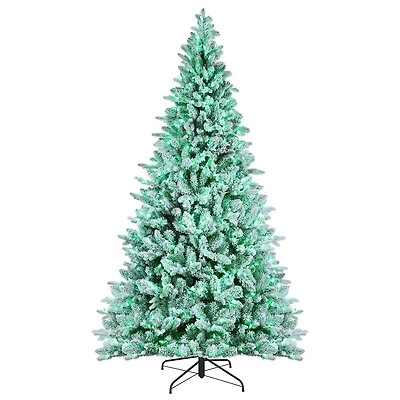 7.5ft. Pre-Lit Alexa Enabled Flocked Mountain Fir Artificial Christmas Tree, Multicolor LED Lights