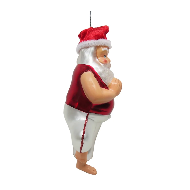 6.25" Yoga Pose Santa Glass Ornament by Ashland®