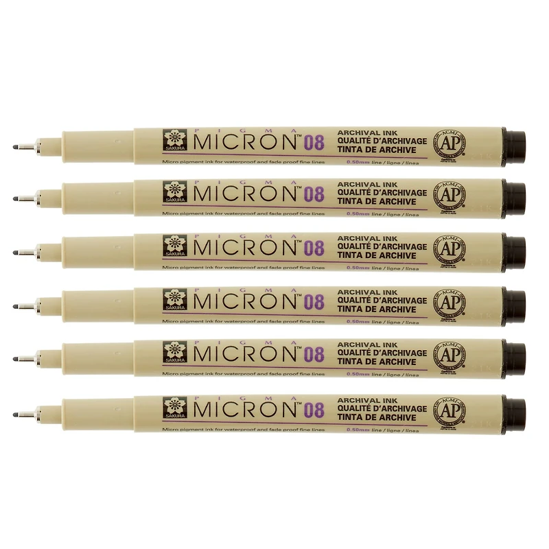 6 Packs: 6 ct. (36 total) Pigma® Micron™ 08 Fine Line Black Pens