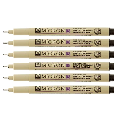 6 Packs: 6 ct. (36 total) Pigma® Micron™ 08 Fine Line Black Pens