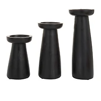 Black Wood Modern Candle holder 10",6",8"
