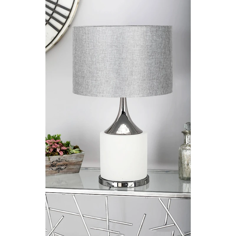Grey Metal Traditional Table Lamp, 24" x 15" x 15"