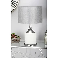 Grey Metal Traditional Table Lamp, 24" x 15" x 15"