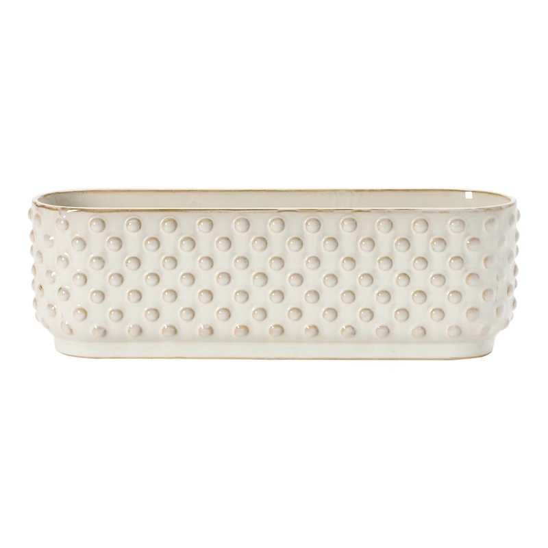 Hello Honey® 15" White Stoneware 3 Section Window Planter