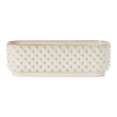 Hello Honey® 15" White Stoneware 3 Section Window Planter