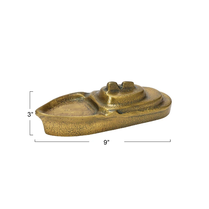Hello Honey® 9" Antique Gold Finish Cast Aluminum Boat