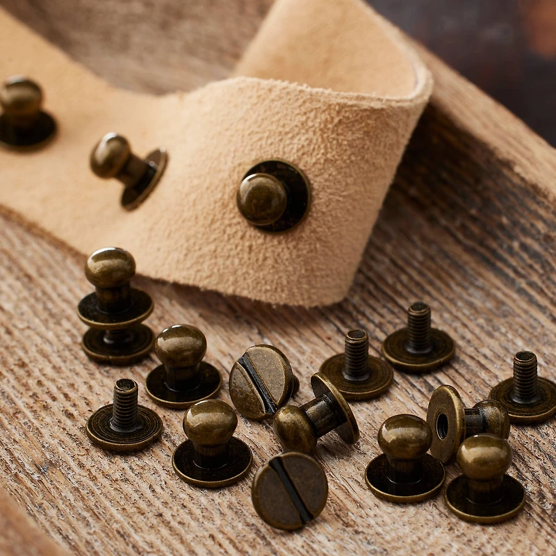 12 Packs: 10 ct. (120 total) Antique Brass Button Studs by ArtMinds™