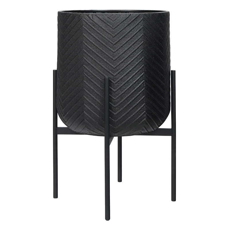 Hello Honey® 25.5" Black Metal Planter with Stand