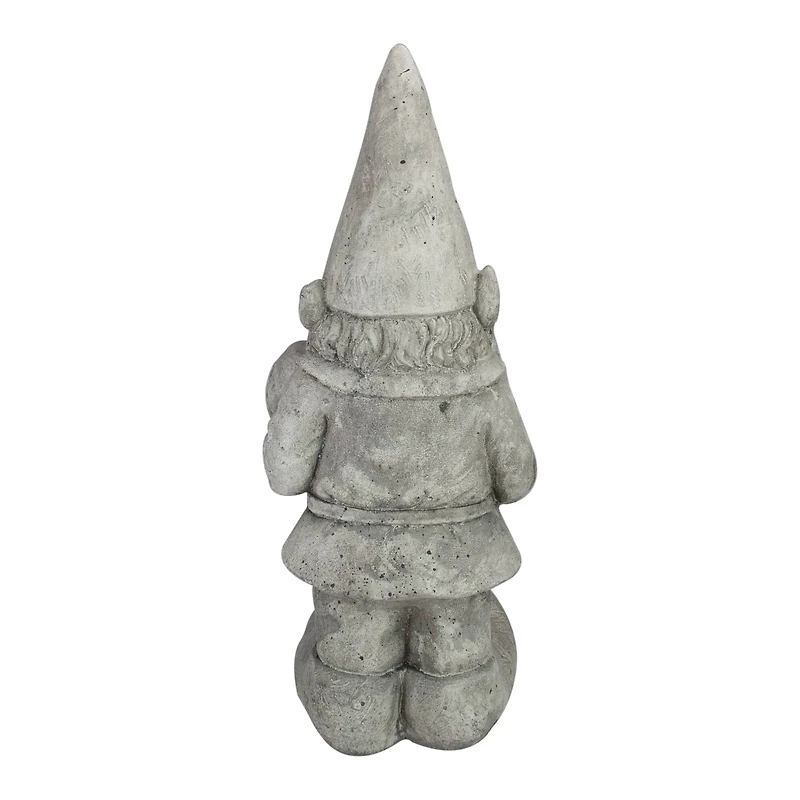 18.5" Gray Gardener Gnome Outside Statue