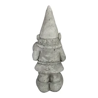 18.5" Gray Gardener Gnome Outside Statue