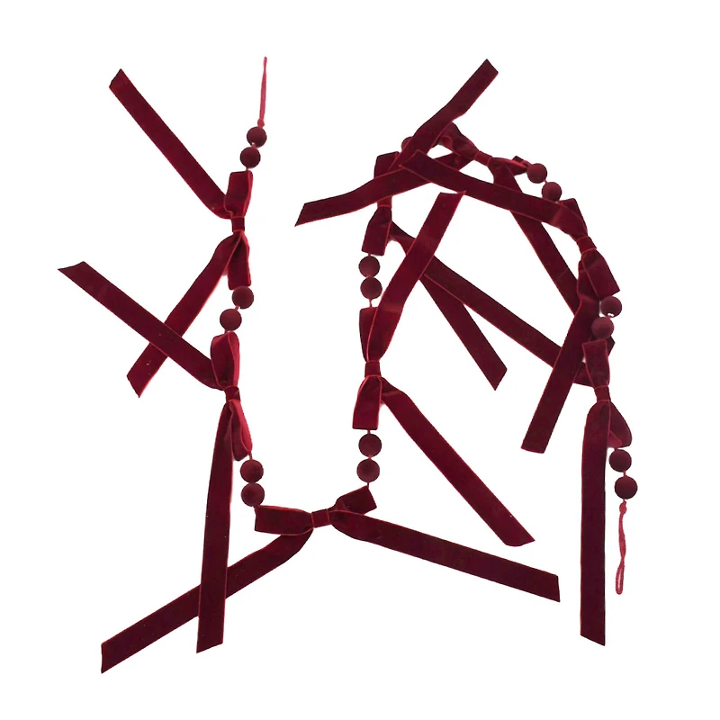 6ft. Dark Red Flocked Bead & Bow Garland by Ashland®