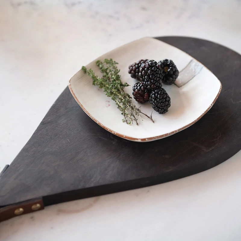 Hello Honey® Espresso Mango Wood Cheese Cutting Board with Leather Handle