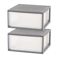 IRIS® 47qt. Gray & Clear Stacking Storage Drawers, 2ct.