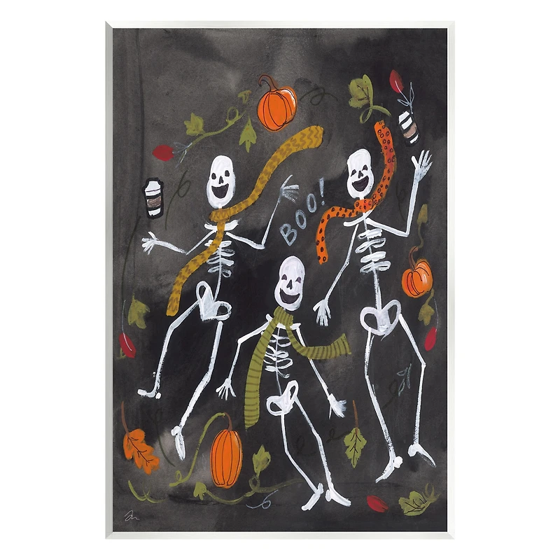 Stupell Industries Autumn Skeletons with Coffee Wall Plaque Art