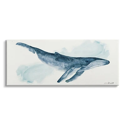 Stupell Industries Nautical Humpback Whale Marine Animal Blue Watercolor Painting Canvas Wall Art