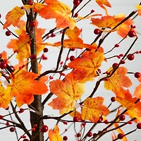 5ft. Pre-Lit Autumn Maple Artificial Fall Tree with Berries and 96 Warm White LED Lights