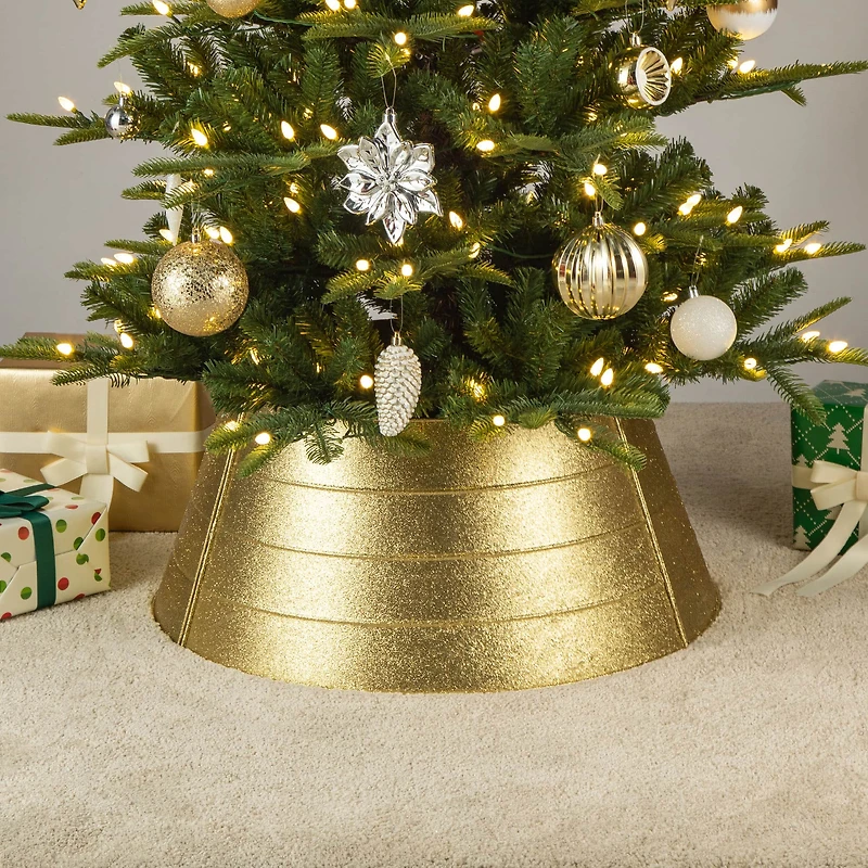 Glitzhome® 2ft. Gold Glitter Metal Tree Collar